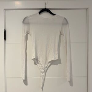 ATM Anthony Thomas Melillo White Bodysuit Long Sleeve